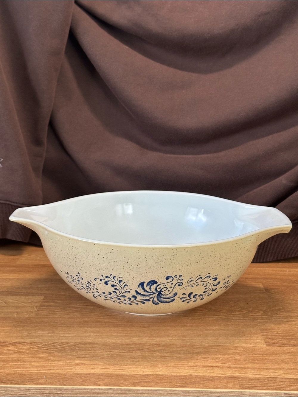 Vintage Pyrex Homestead #444 - 4 Qt Cinderella Mixing Bowl Blue Beige USA